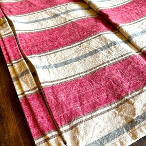 Set 2 Pottery Barn Linen Bl. 20” Pillow Covers - rustic stripe French country